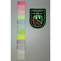 Glow-in-dark, reflective & metalice geweven badges, op maat gemaakt